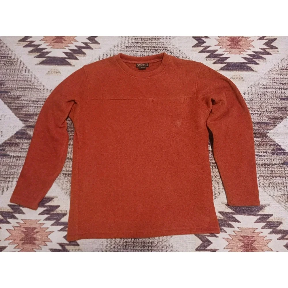 Ariat Shirt Mens Medium Long Sleeve Crew Neck Orange Sweater‎ Casual Lightweight